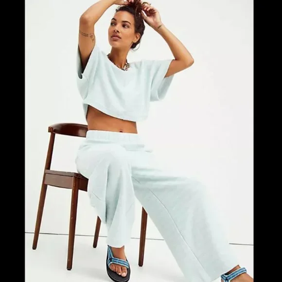 Free People Light Blue Wide Leg Pants